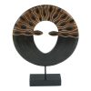 AR-014 Wooden Sculptural Mask With Crazy Hair And Eyes On Stand. One of Many Beautiful Accessories from Adesso Wholesale.