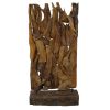 AR-023 Sculptural Free Form Flat Panel Made From Free Old Random Wooden Pieces Mounted On Wooden Base.