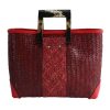 BG-034 Red Band Purin Plait Handbag With Leather Trim And Square Handles. One of Many Beautiful Accessories from Adesso Wholesale.