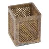 BO-067 Square Stone Pen Stand With Carved Openwork Lattice Design. One of Many Beautiful Accessories from Adesso Wholesale.