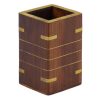 BO-071 Wooden Pen And Pencil Holder With Brass Accents. One of Many Beautiful Handcrafted Accessories from Adesso Wholesale.