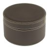 BO-134 Round Leather Box With Contrast Stitching And Lining. One of Many Beautiful Handcrafted Accessories from Adesso Wholesale.
