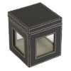 BO-136 Leather Cube Box With Photo Pockets On Sides And Contrast Stitching. One of Many Beautiful Accessories from Adesso Wholesale.