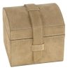 BO-215 Brown Suede Box With Dome Lid And Strap. One of Many Beautiful Handcrafted and Luxurious Accessories from Adesso Wholesale.