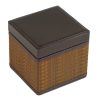 BO-219 Brown Faux Leather And Tatami Cube Box. One of Many Beautiful Handcrafted and Luxurious Accessories from Adesso Wholesale.