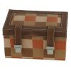 BO-235 Jute Check And Brown Leather Rectangular Box With Two Magnetic Fasteners. One of Many Accessories from Adesso Wholesale.
