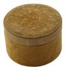BO-243 Medium Tan Whisky Colour Suede Round Box With Floral Print Lid. One of Many Beautiful Accessories from Adesso Wholesale.