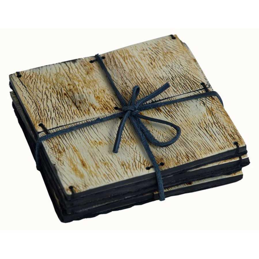 CO-097 Set of 4 Square Burnished Horn Tile Coasters. One of Many Beautiful Handcrafted, Exclusive and Luxurious Accessories from Adesso Wholesale.