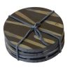 CO-118 Set of 4 Round Horn Coasters With Burnished Wavy Reed Pattern. One of Many Beautiful Exclusive and Luxurious Accessories from Adesso Wholesale.