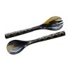 CU-080 Horn Salad Server Set With Round Handles And Diagonal Stripe. One of Many Beautiful Handcrafted and Luxurious Accessories from Adesso Wholesale.