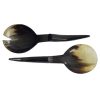 CU-148 Large Horn Salad Set With Dark Round Head And Chunky Horn Handles. One of Many Beautiful Handcrafted Accessories from Adesso Wholesale.