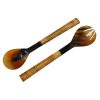 CU-153 Horn Salad Server Set With Spiral Cut Light Bone Handles. One of Many Beautiful, Exclusive and Luxurious Accessories from Adesso Wholesale.