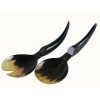 CU-173 Horn Salad Server Set With Long Dark Horn Upward Curve Handles. One of Many Exclusive and Luxurious Accessories from Adesso Wholesale.