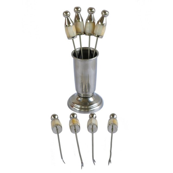 CU-229 Set of 8 Bone Accent Cocktail Sticks With Holder Presented In Cardboard Box. One of Many Beautiful and Luxurious Accessories from Adesso Wholesale.