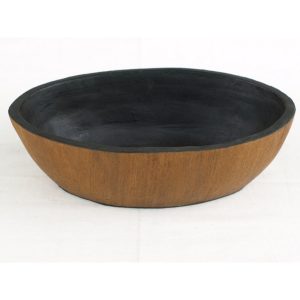 Terracotta and Teak Bark Oval Bowl