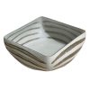 DB-477 Handmade Clear And White Glass Square Bowl With Horizontal Chisel Cut. One of Many Beautiful and Exclusive Accessories from Adesso Wholesale.