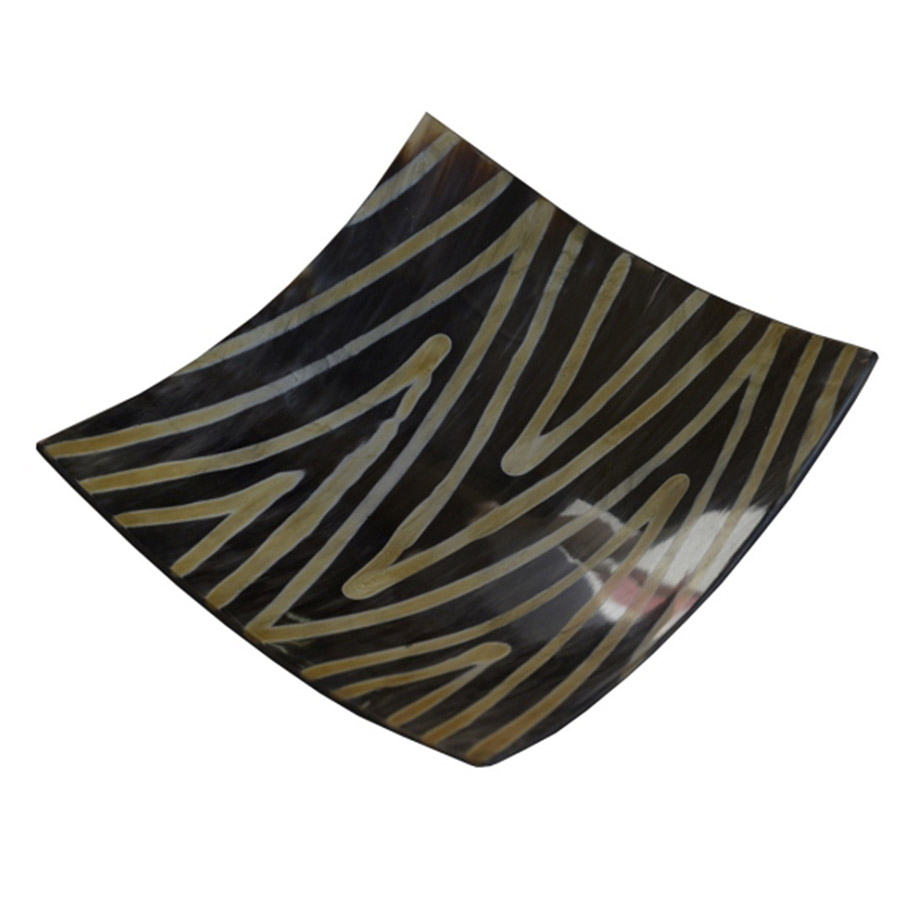 DB-502 Medium Square Horn Dish With Burnished Zig Zag Contours. One of Many Beautiful and Luxurious Accessories from Adesso Wholesale.