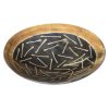 Large Shallow Round Horn Bowl With Burnished Matchstick Pattern