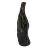 Large Thick Anthracite Glass Vase With Deep Off Vertical Deep Cuts Exposing Green Glass Underneath. One of Many Accessories from Adesso Wholesale.