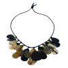 JE-011 Necklace With Light And Dark Horn Dew Drop Shape Disks. One of Many Beautiful Handcrafted and Luxurious Accessories from Adesso Wholesale.