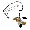 JE-031 Light And Dark Horn Teardrop Necklace With Adjustable Leather Cord. One of Many Beautiful Handcrafted and Exclusive Accessories from Adesso Wholesale.