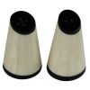 KI-022 Tapered White Bone Salt And Pepper Set With Dark Horn Base And Top. One of Many Beautiful Handcrafted Accessories from Adesso Wholesale.