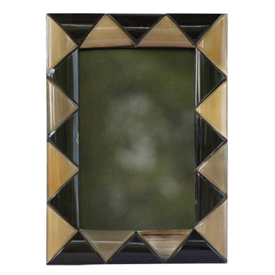 PF-373 Rectangular Photo Frame With Light And Dark Horn Triangular Segments. One of Many Beautiful, Exclusive and Luxurious Accessories from Adesso Wholesale.
