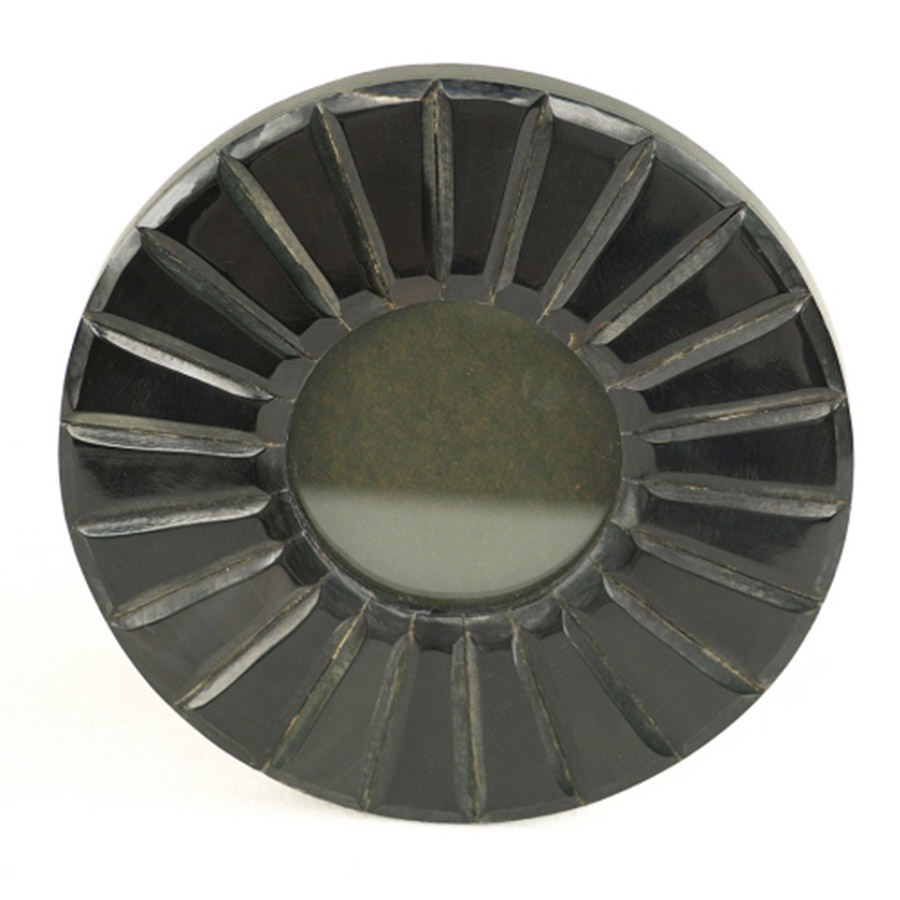 PF-383 Round Dark Horn Photo Frame With Radiating Grooves. One of Many Beautiful Handcrafted, Exclusive and Luxurious Accessories from Adesso Wholesale.