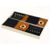 TL-063 Boxed Set of 2 Black And White Stripe Placemats, Coasters And Orange Silk Serviettes. One of Many Beautiful Handcrafted Accessories from Adesso Wholesale.