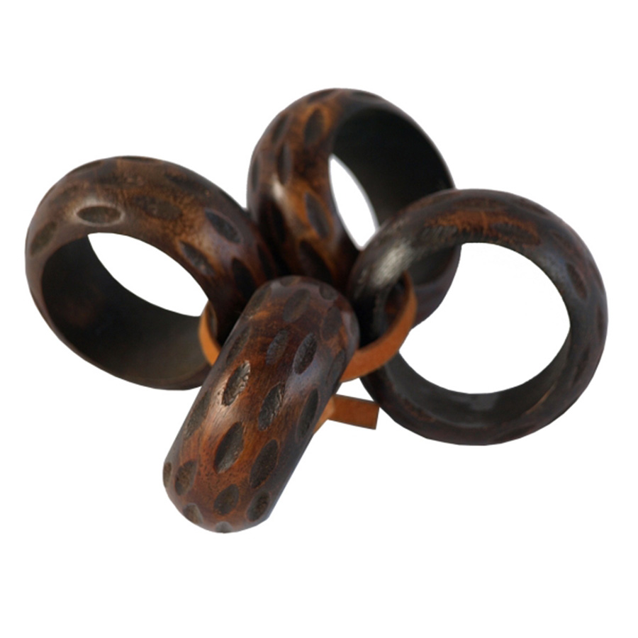 TL-074 Set of Four Wooden Napkin Rings With Short Grooves. One of Many Beautiful Handcrafted, Exclusive and Luxurious Accessories from Adesso Wholesale.