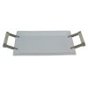 TR-109 Rectangular White Ceramic Tray With Chrome And White Bone Handles. One of Many Beautiful, Exclusive and Luxurious Accessories from Adesso Wholesale.