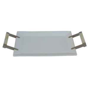 Tray With Chrome And Bone Handles