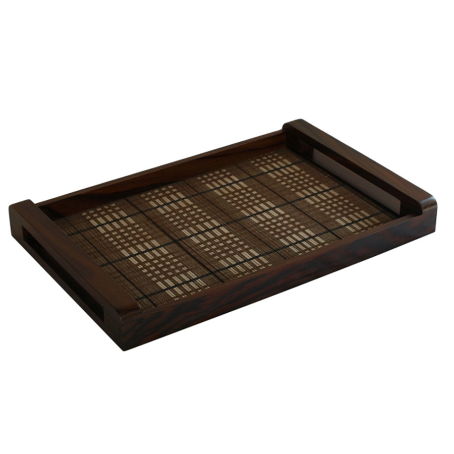TR-121 Medium Rectangular Wooden Tray With Check Pattern. One of Many Beautiful Handcrafted, Exclusive and Luxurious Accessories from Adesso Wholesale.