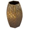 VS-211 Antiqued Hexagonal Brass Vase With Embossing. One of Many Beautiful Handcrafted, Exclusive and Luxurious Accessories from Adesso Wholesale.