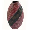 VS-322 Tall Indigo Finish Hammered Iron Vase With Dark Diagonal Stripe. One of Many Beautiful Handcrafted and Exclusive Accessories from Adesso Wholesale.