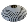 VS-476 Low Round Narrow Mouth Form Handmade Frosted Emerald And White Glass Vase With Long Deep Grooves. One of Many Accessories from Adesso Wholesale.