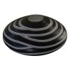 VS-481 Low Round Narrow Mouth Form Handmade Vase Clear Frosted, White And Black Glass With Chisel Cut Swirl. One of Many Accessories from Adesso Wholesale.