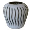 VS-485 Round Tall Wide Mouth Form Handmade Frosted Emerald And White Glass Vase With Exposed Vertical Wavy Lines. One of Many Accessories from Adesso Wholesale.